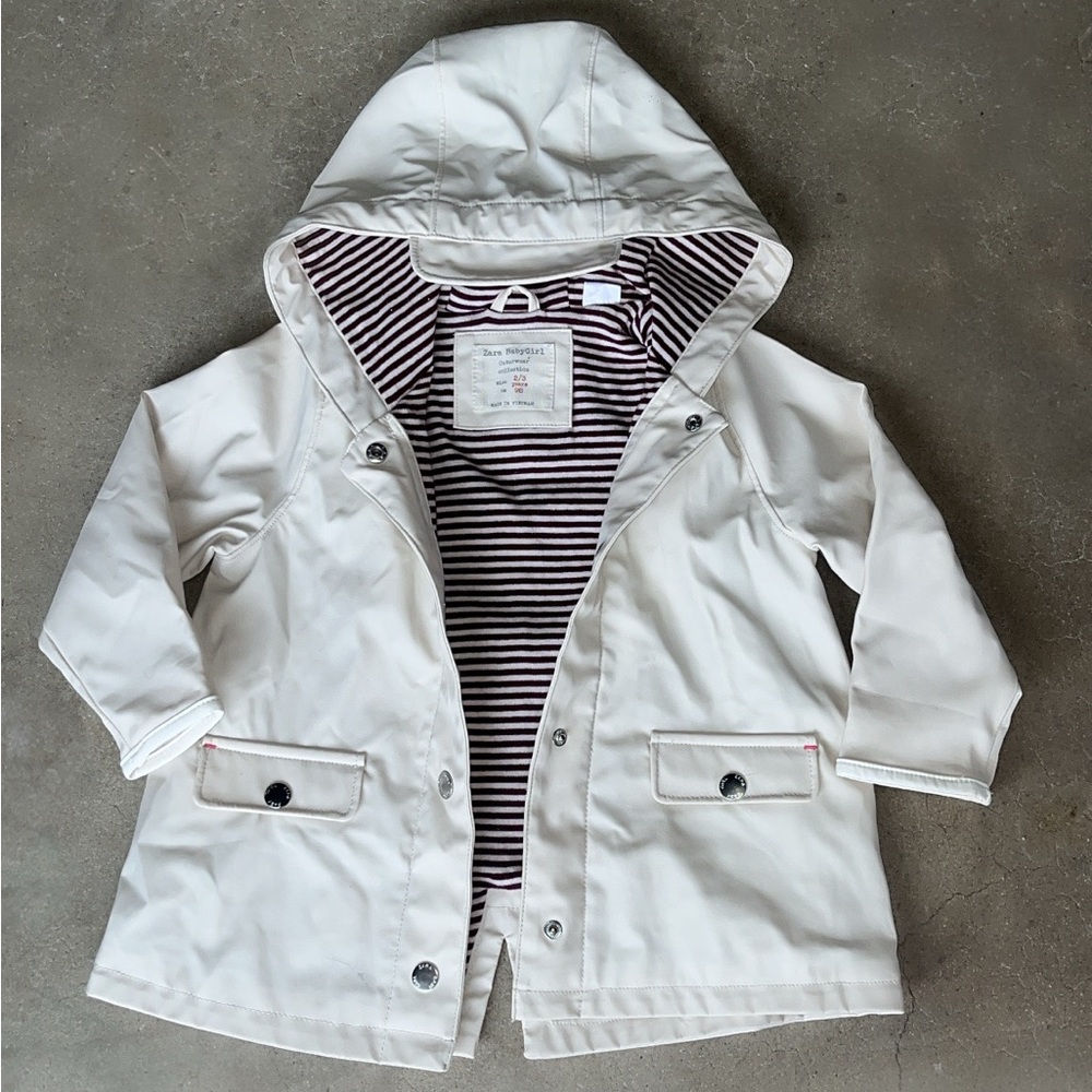 Zara Cream Hooded Raincoat for Kids